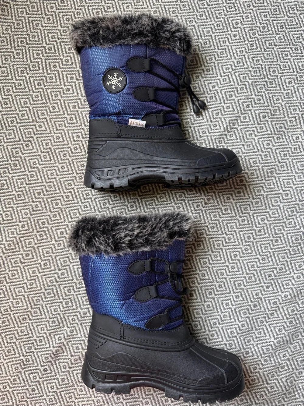 Kids Blue Faux-Fur Winter Rain & Snow Boots